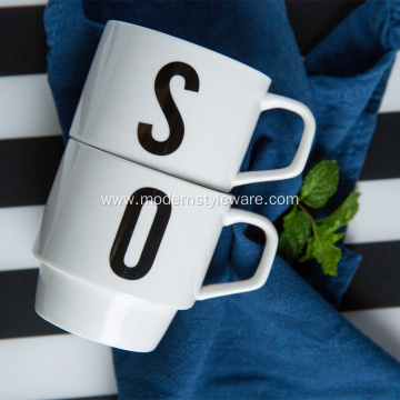 Letter Ceramic Coffee Mug Porcelain Tea Cup